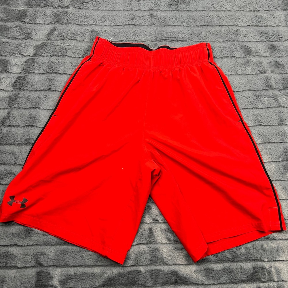 Under Armour Mens Red Loose Fit Athletic Basketball Shorts Small SM 11973